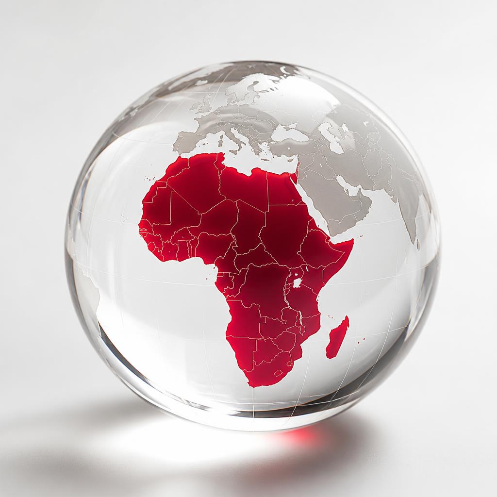 Glass globe with the African continent highlighted