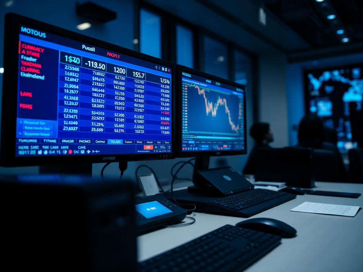 Trading desk screens showing market data
