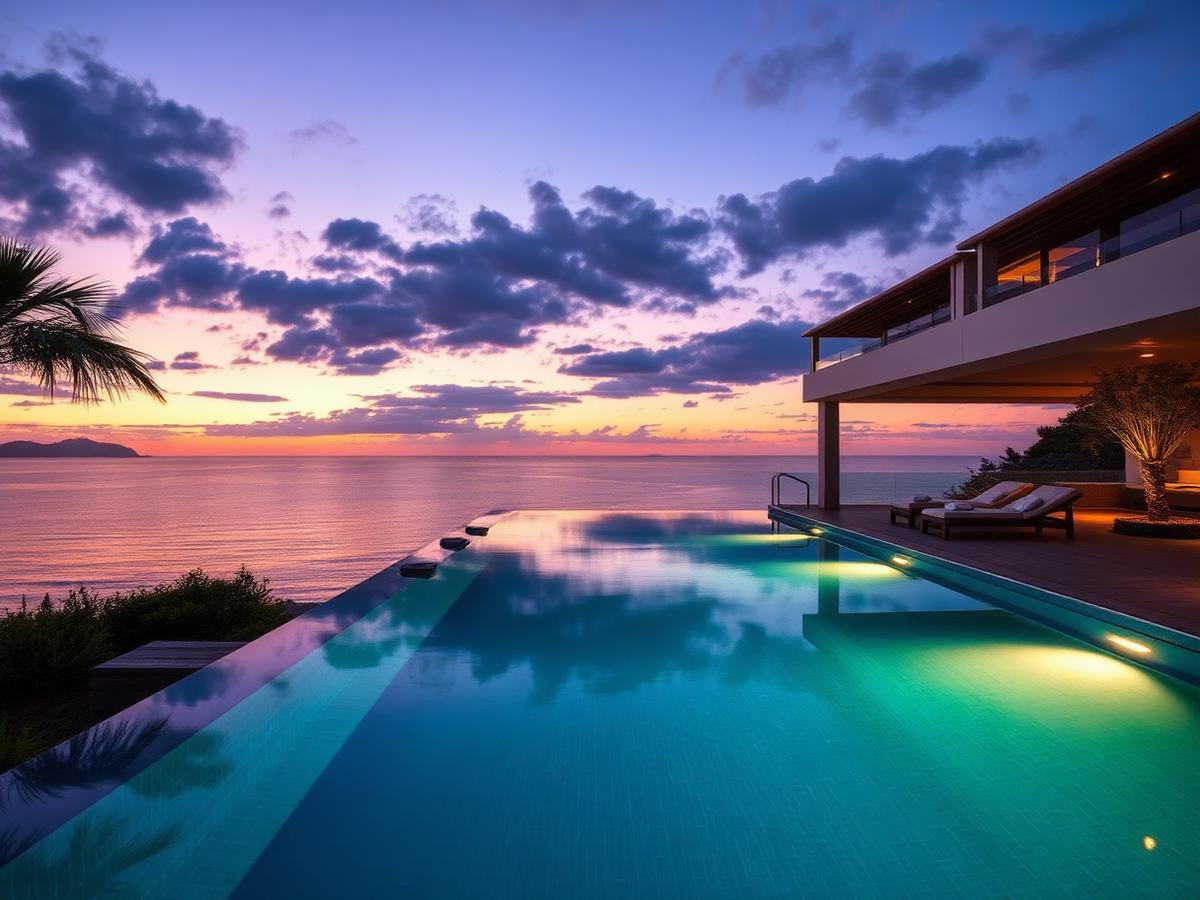 Luxury villa with infinity pool overlooking the sea